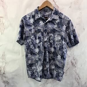 Patagonia Shirt Mens Small Blue Button Short Hawaiian Tropical Pataloha Organic